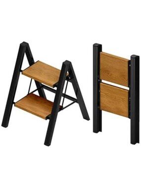 2-Step Aluminum Ladder,Lightweight Folding Step Stool with Extra-Wide Anti-Slip